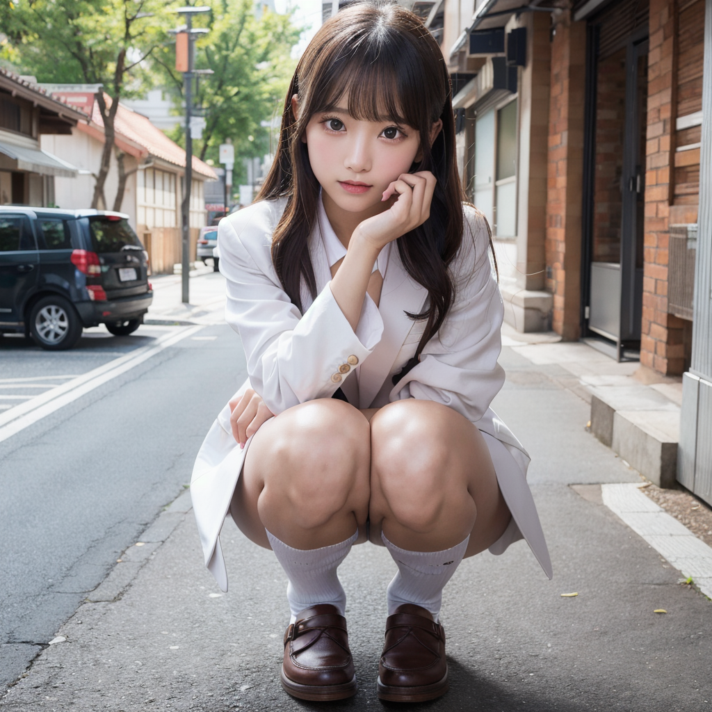 AI画像しゃがみパンチラ 